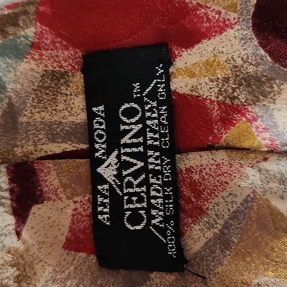 Vintage Cervino Red & Gold Geometric Tie - Picture 6 of 9